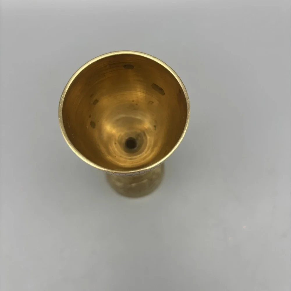 Antique Indian Early 19th Century Brass Double Measuring Cup W/ Intricate Design